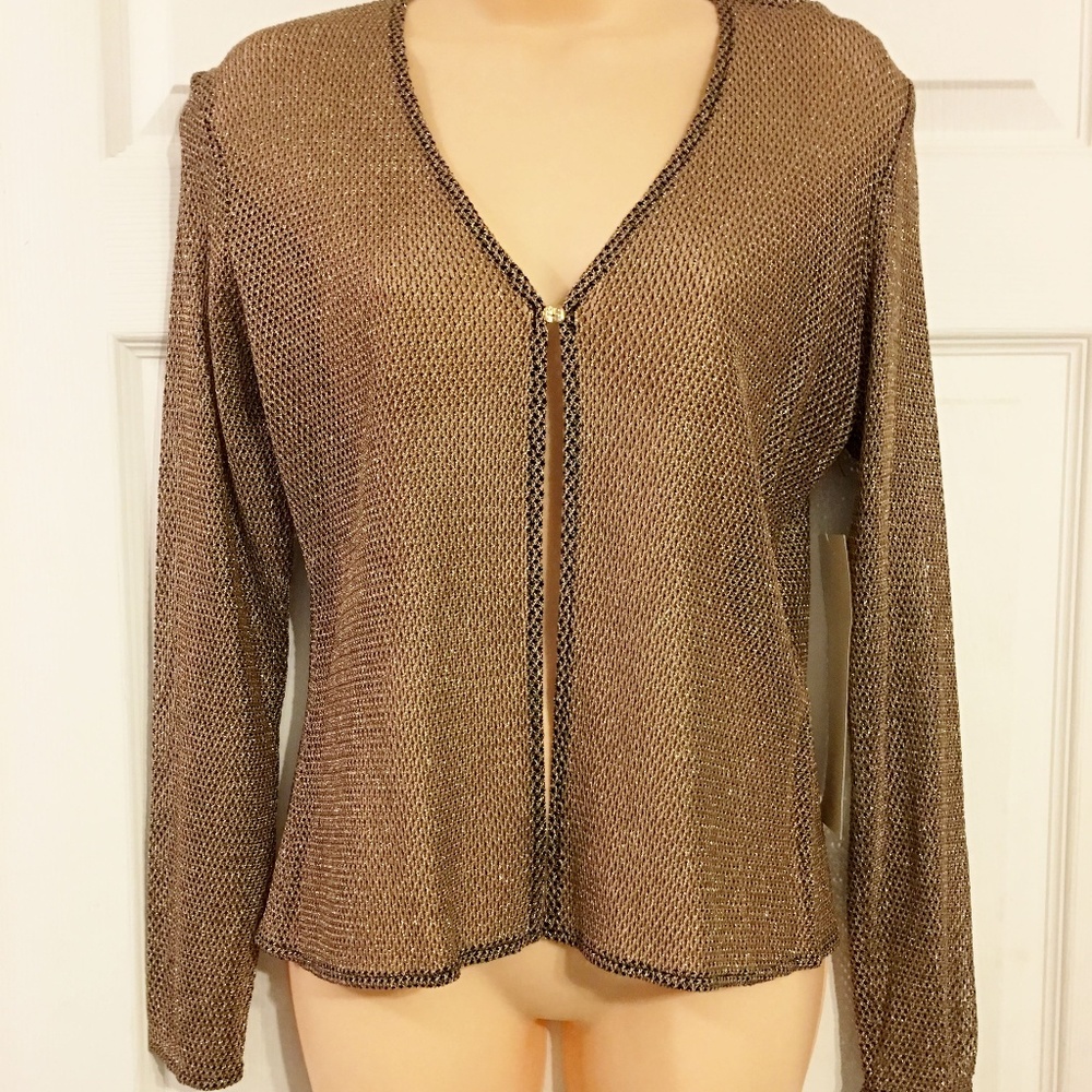 Cardigan Jacket Gold & Black Rhinestone Closure